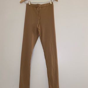 Ribbed tan sweat pants